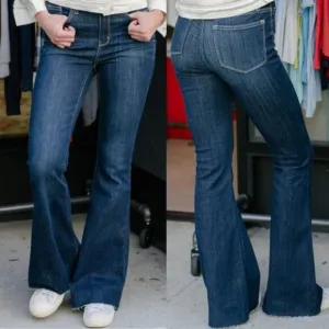 Judy Blue NWOT Women's Dark Wash Raw Hem Flare Jeans size 15/32