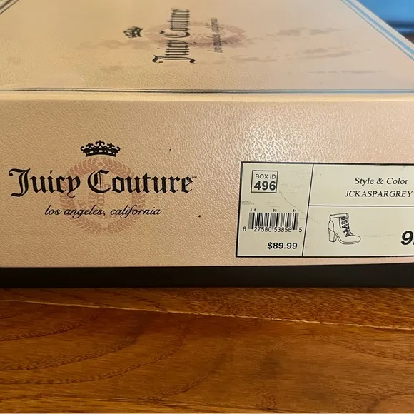 JUICY COUTURE Kasper Gray Black Wool Heeled Boots size 9.5