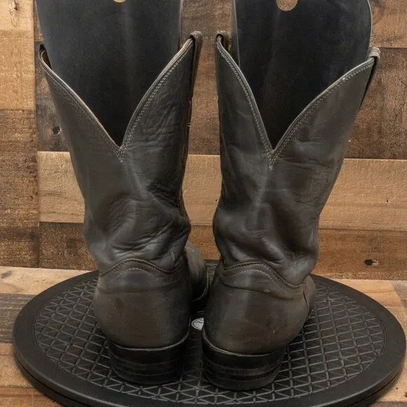 JUSTIN BOOTS MENS COWBOY BOOT WESTERN RANCH FARM PULL ON GRAY LEATHER SIZE 13E