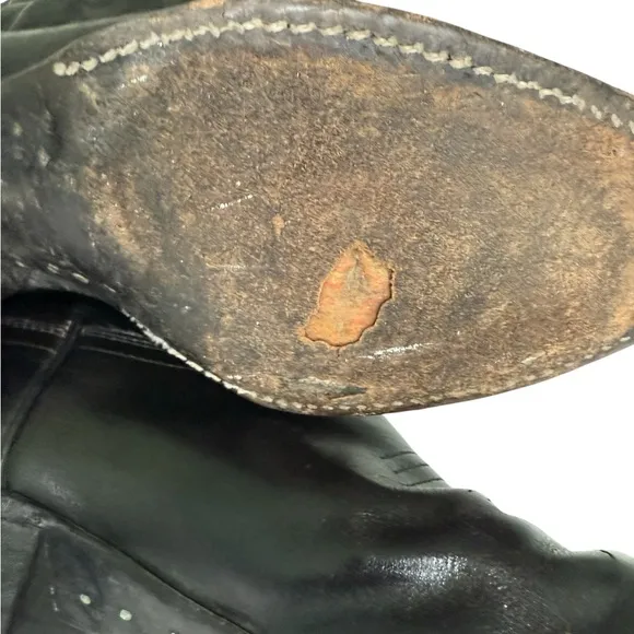 Justin BUCK 13&quot; WESTERN Black Leather Heeled Boots Size 8.5