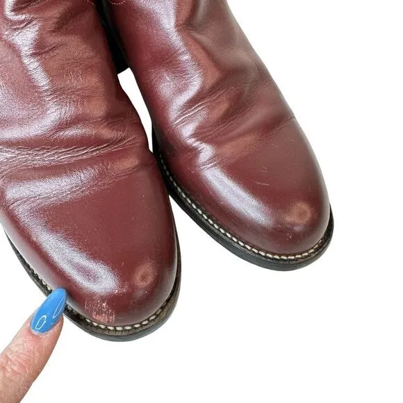JUSTIN Women’s Vintage Deep Burgundy Leather Round Toe Roper Size 5