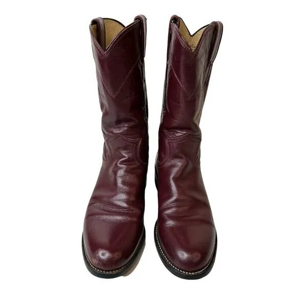 JUSTIN Women’s Vintage Deep Burgundy Leather Round Toe Roper Size 5