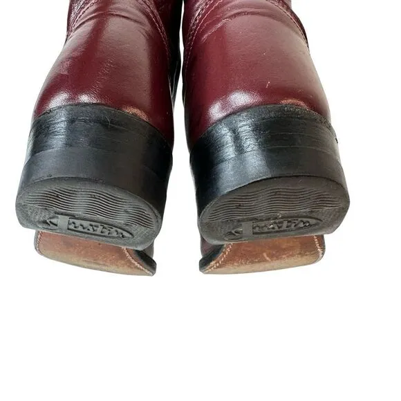 JUSTIN Women’s Vintage Deep Burgundy Leather Round Toe Roper Size 5