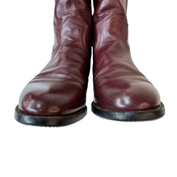 JUSTIN Women’s Vintage Deep Burgundy Leather Round Toe Roper Size 5