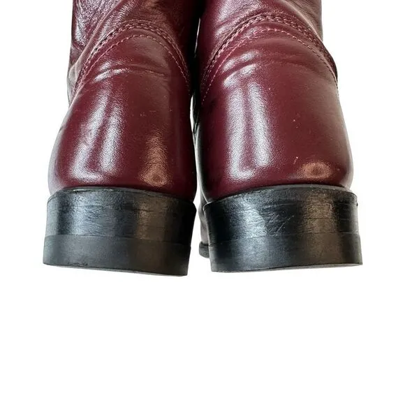 JUSTIN Women’s Vintage Deep Burgundy Leather Round Toe Roper Size 5