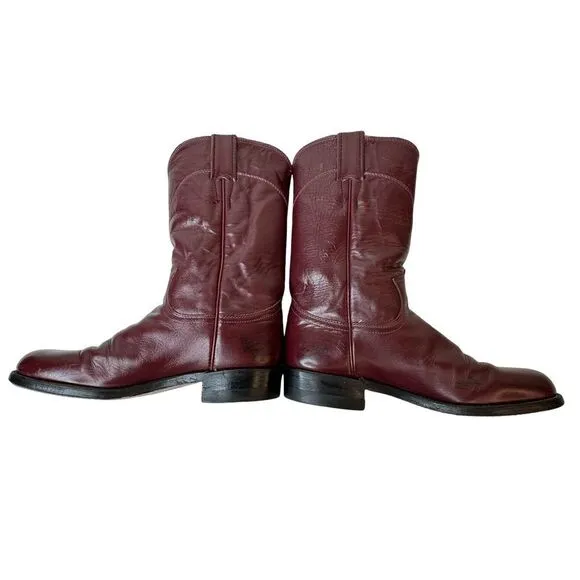JUSTIN Women’s Vintage Deep Burgundy Leather Round Toe Roper Size 5