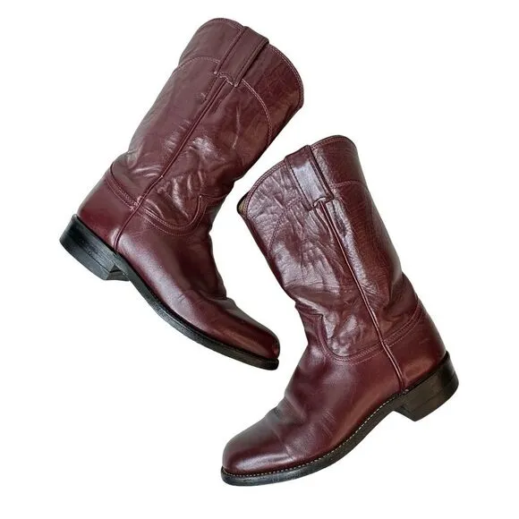 JUSTIN Women’s Vintage Deep Burgundy Leather Round Toe Roper Size 5
