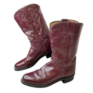 JUSTIN Women’s Vintage Deep Burgundy Leather Round Toe Roper Size 5