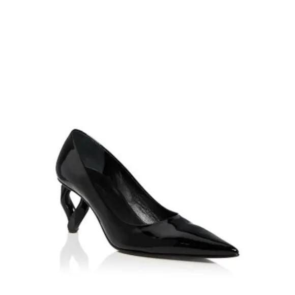 JW ANDERSON Womens Black Toe Sculpted Heel Slip On Leather Pumps Shoes 37