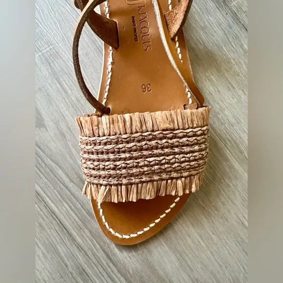 K. Jacoues Womens Flat Leather Woven Gladiator Strap Sandals - Size 6