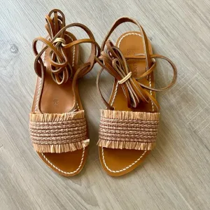 K. Jacoues Womens Flat Leather Woven Gladiator Strap Sandals - Size 6
