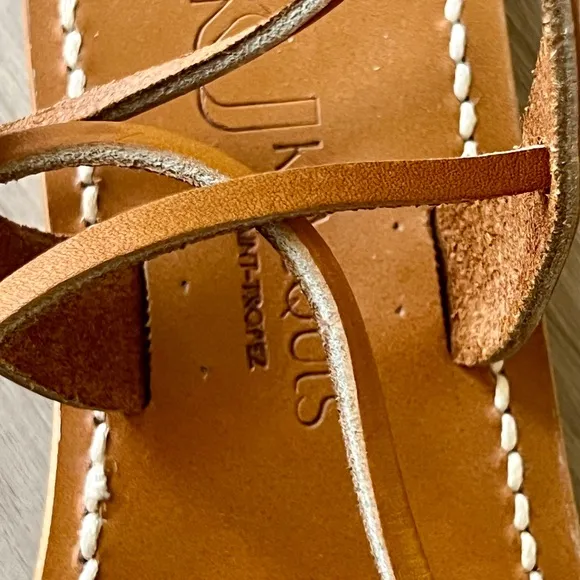 K. Jacoues Womens Flat Leather Woven Gladiator Strap Sandals - Size 6