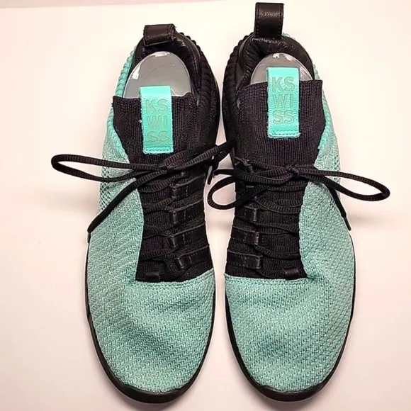 K-Swiss Gen-K Icon Tennis Shoes Sneakers Cockatoo Knit Lace-up Green Black 9