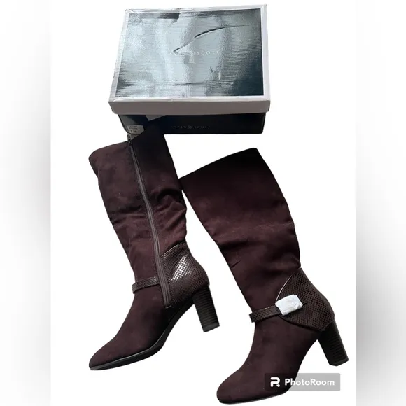 Karen Scott Womens Sharonn Closed Toe Mid-Calf Fashion Boots, Brown, Size 7.0