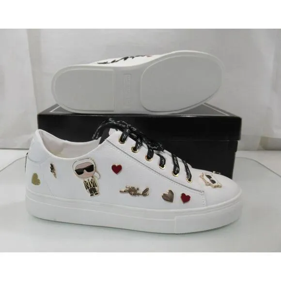 Karl Lagerfeld Paris Cate Pins Stud Lace Up Fashion Sneaker Bright White Size 11
