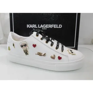 Karl Lagerfeld Paris Cate Pins Stud Lace Up Fashion Sneaker Bright White Size 11