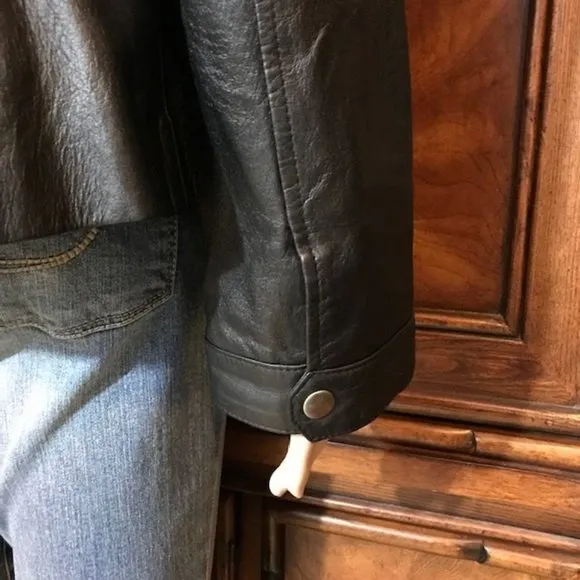 Kasper Onyx Genuine Leather Zip Up Jacket