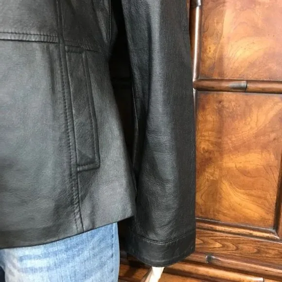 Kasper Onyx Genuine Leather Zip Up Jacket