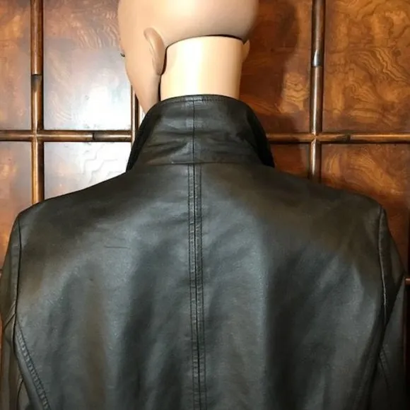 Kasper Onyx Genuine Leather Zip Up Jacket