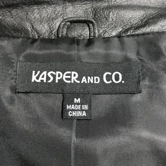 Kasper Onyx Genuine Leather Zip Up Jacket
