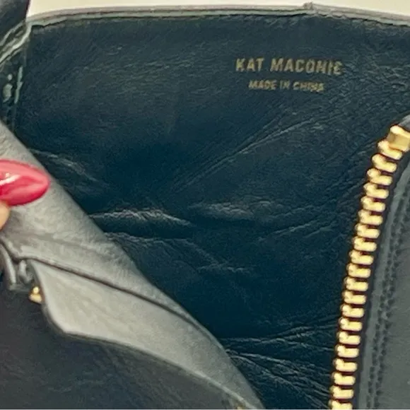 KAT MACONIE Black Leather Ankle Boots W/Gold Accent 3” Heel US6/EU37/