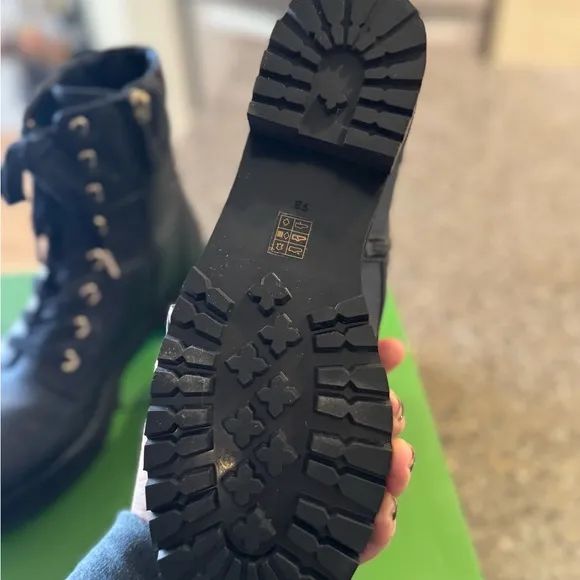 Kate Spade Billie Boot - Black Combat Moto Boots with Lace-Up Design - Size 9