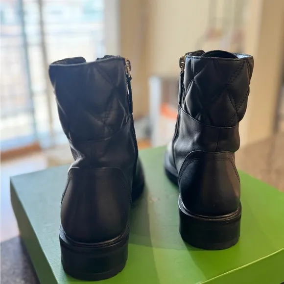 Kate Spade Billie Boot - Black Combat Moto Boots with Lace-Up Design - Size 9