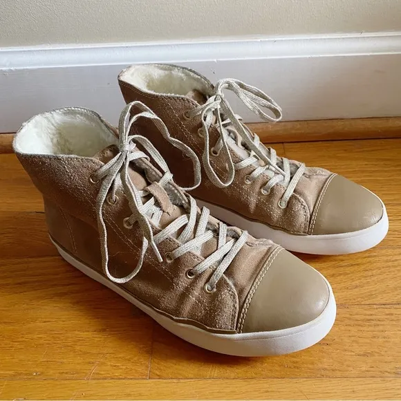Kate Spade | Lendal High Top Sneakers Shoes Lace-Up Suede Sherpa Tan Size 7
