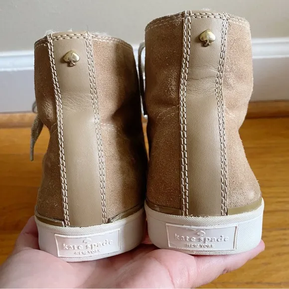 Kate Spade | Lendal High Top Sneakers Shoes Lace-Up Suede Sherpa Tan Size 7