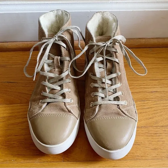 Kate Spade | Lendal High Top Sneakers Shoes Lace-Up Suede Sherpa Tan Size 7