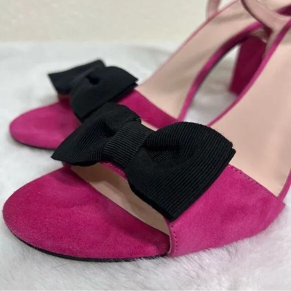 Kate Spade New York Isabelle Too Block Heel Sandals Pink Black Bow Size 11