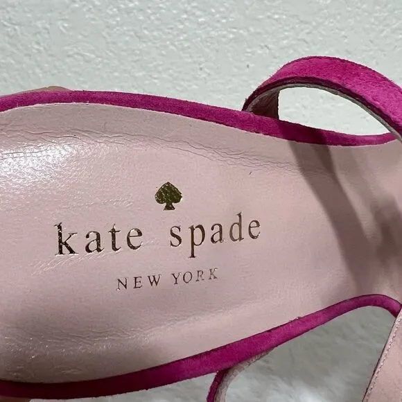 Kate Spade New York Isabelle Too Block Heel Sandals Pink Black Bow Size 11