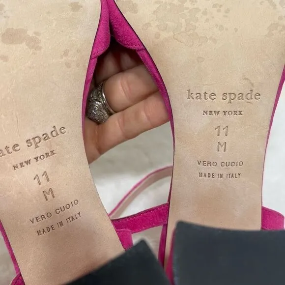 Kate Spade New York Isabelle Too Block Heel Sandals Pink Black Bow Size 11