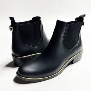 Kate Spade New York Solatice Rain Boots Black Pull On Chelsea Style Size 11 NEW