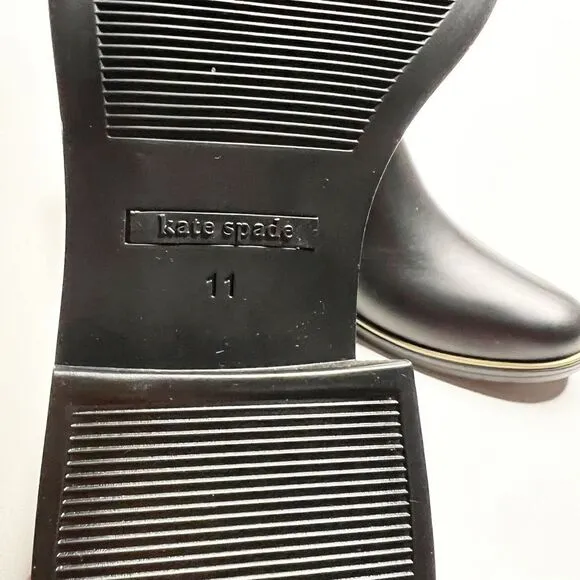 Kate Spade New York Solatice Rain Boots Black Pull On Chelsea Style Size 11 NEW