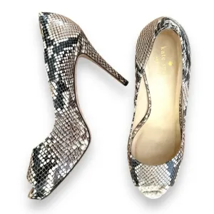 Kate Spade Reptile Print Leather Platform Peep Toe Stiletto Heel Shoes Size 8