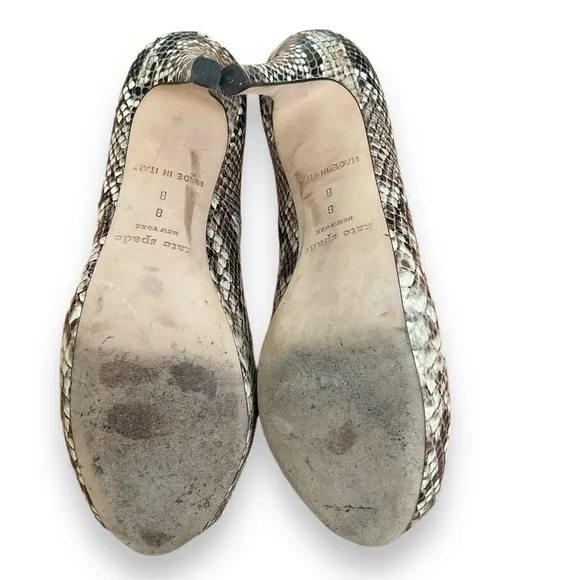 Kate Spade Reptile Print Leather Platform Peep Toe Stiletto Heel Shoes Size 8