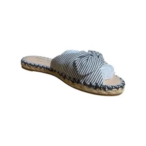 Kate Spade Saltie Shore Espadrille Blue/White Slip On Slide Sandal Sz 8B