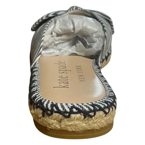 Kate Spade Saltie Shore Espadrille Blue/White Slip On Slide Sandal Sz 8B