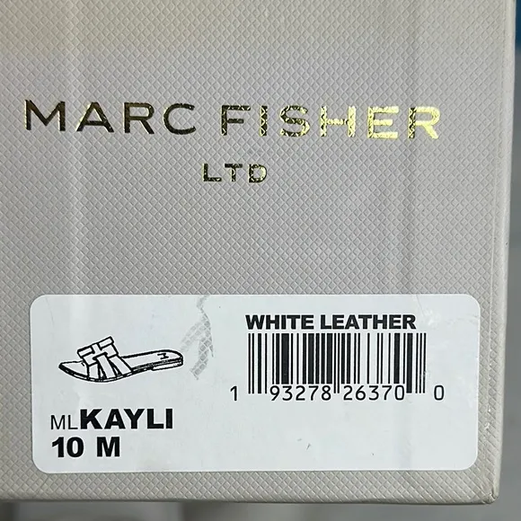 Kayli White Leather Woven Slide Sandals by  Marc Fisher LTD