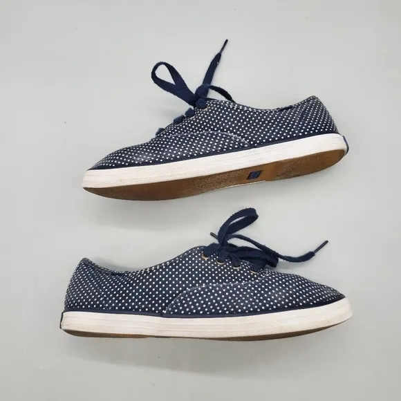 KEDS Champion Navy Polka Dot Classic Sneakers Women Size 7 Shoes WF53429M