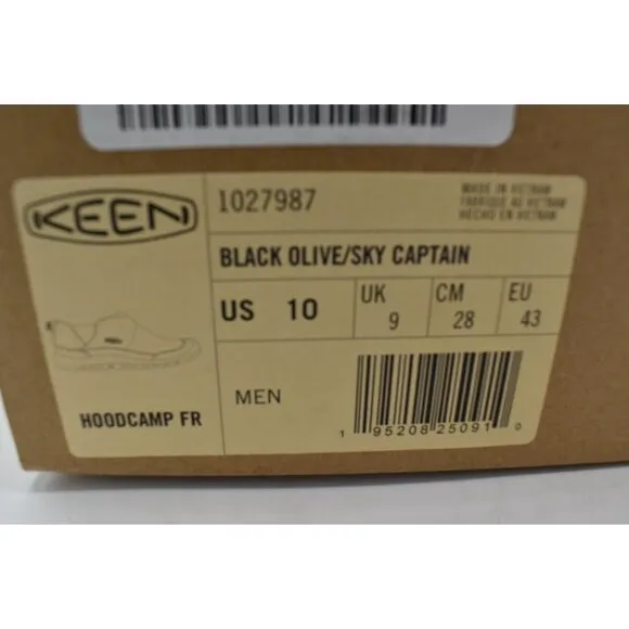 Keen Mens Size 10 Hoodcamp FR Black Olive Sky Captain Slip On Shoes