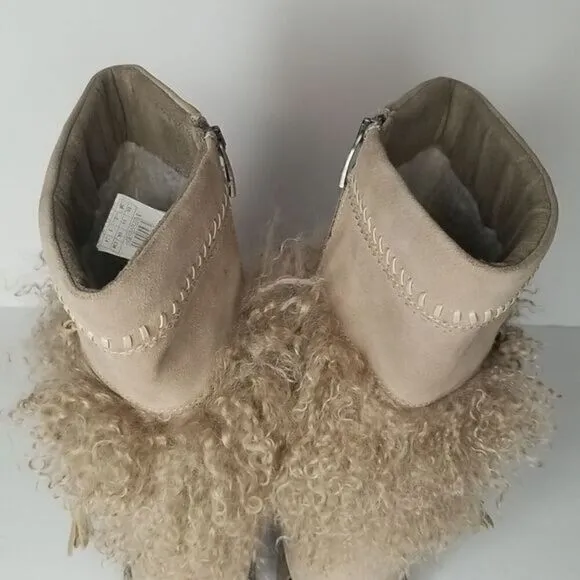 Kefas &quot;Sami New&quot; Tan Authentic Goat Fur Suede Mocassin Winter Boots