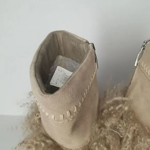 Kefas &quot;Sami New&quot; Tan Authentic Goat Fur Suede Mocassin Winter Boots