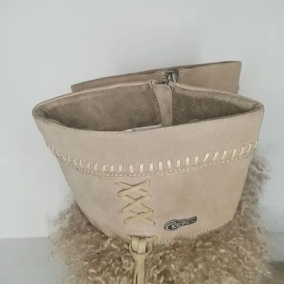 Kefas &quot;Sami New&quot; Tan Authentic Goat Fur Suede Mocassin Winter Boots