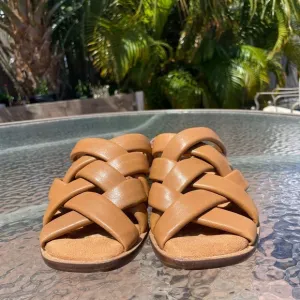 Kelsi Dagger Brooklyn Brown Leather Woven Sandals Size 9