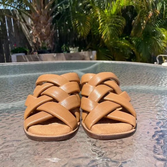 Kelsi Dagger Brooklyn Brown Leather Woven Sandals Size 9