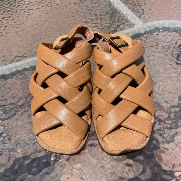 Kelsi Dagger Brooklyn Brown Leather Woven Sandals Size 9