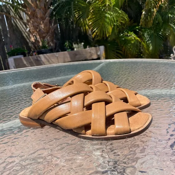 Kelsi Dagger Brooklyn Brown Leather Woven Sandals Size 9