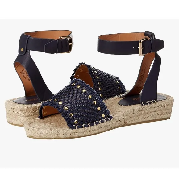 Kensie Alabama Espadrille Sandals Studded Woven Ankle Strap